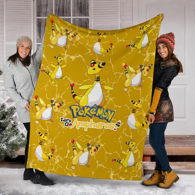 Let's Go Ampharos Pokemon Fleece Blanket Funny Gift For Fan 6 - PerfectIvy