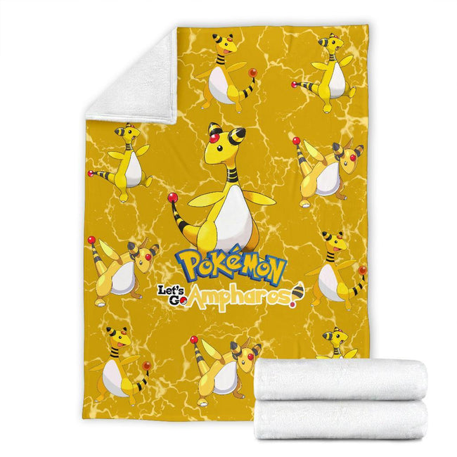 Let's Go Ampharos Pokemon Fleece Blanket Funny Gift For Fan 7 - PerfectIvy