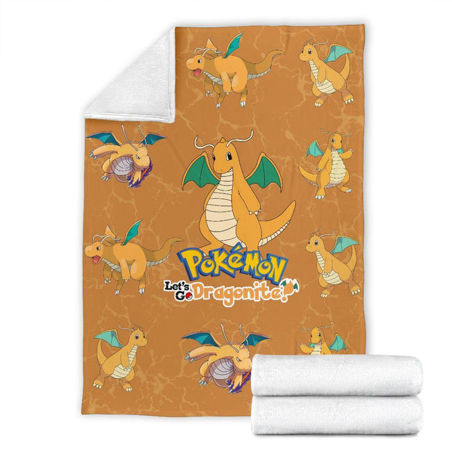 Let's Go Dragonite Pokemon Fleece Blanket Funny Gift For Fan 7 - PerfectIvy