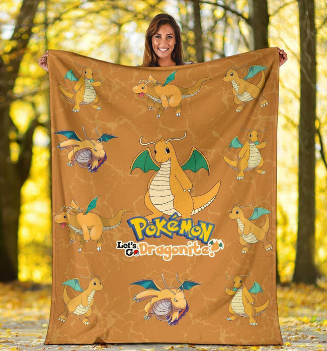 Let's Go Dragonite Pokemon Fleece Blanket Funny Gift For Fan 1 - PerfectIvy
