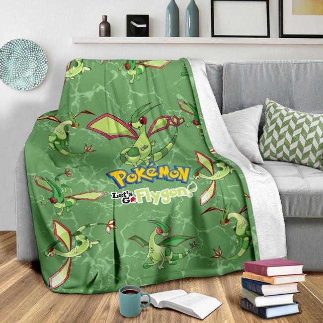 Let's Go Flygon Pokemon Fleece Blanket Funny Gift For Fan 4 - PerfectIvy