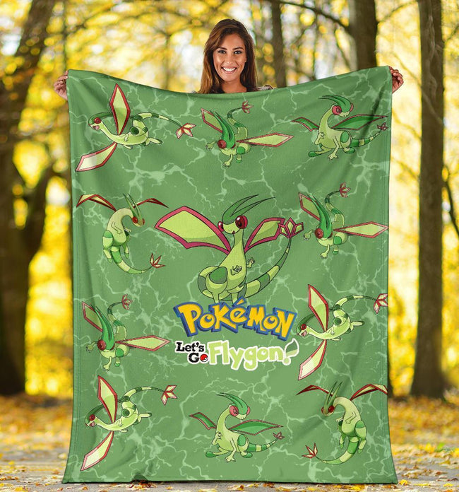 Let's Go Flygon Pokemon Fleece Blanket Funny Gift For Fan 1 - PerfectIvy
