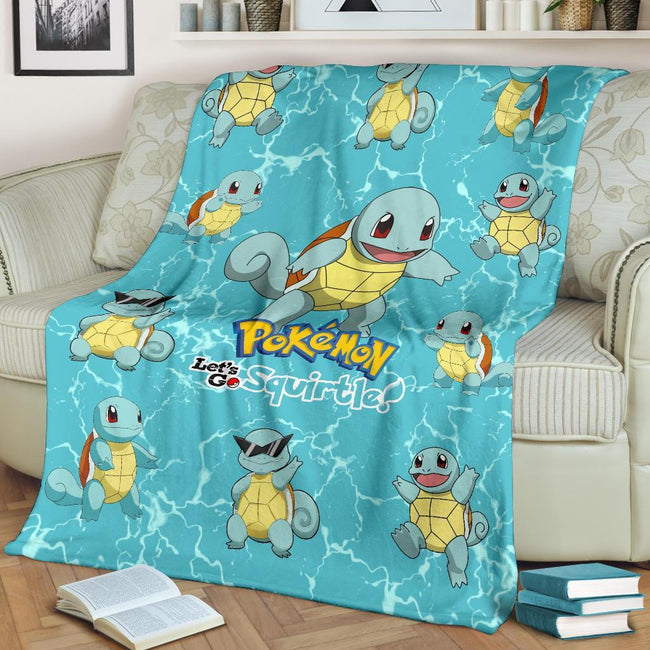 Let's Go Squirtle Pokemon Fleece Blanket Funny Gift Idea 3 - PerfectIvy