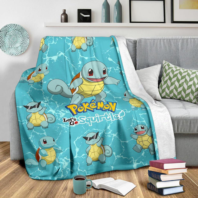 Let's Go Squirtle Pokemon Fleece Blanket Funny Gift Idea 4 - PerfectIvy