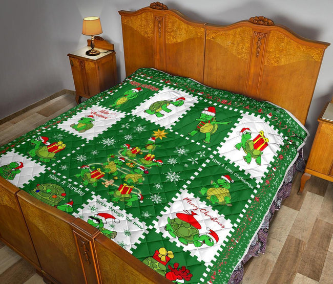 Merry Xmas Turtle Quilt Blanket Funny Xmas Gift Turtle Lover 11 - PerfectIvy