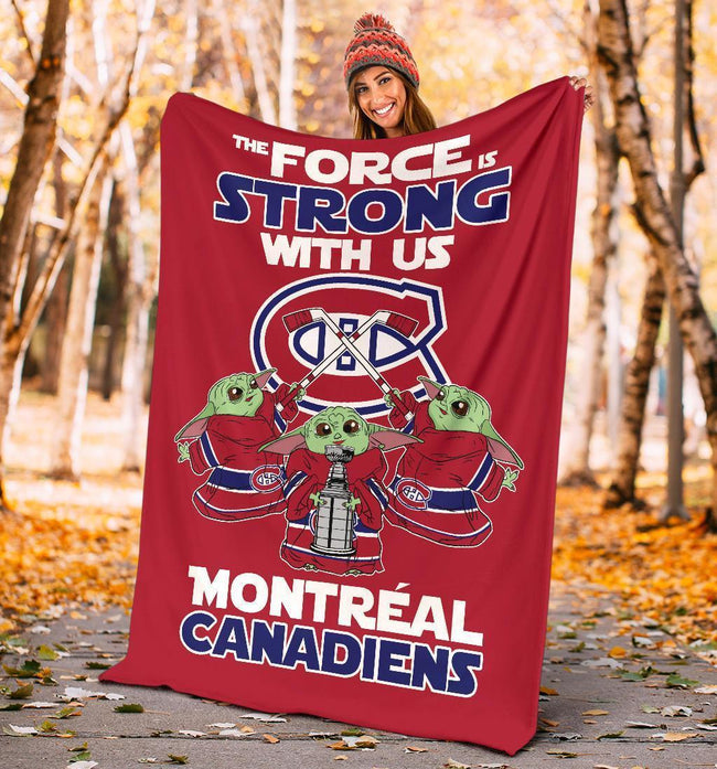 Montreal Canadiens Baby Yoda Fleece Blanket The Force Strong 5 - PerfectIvy