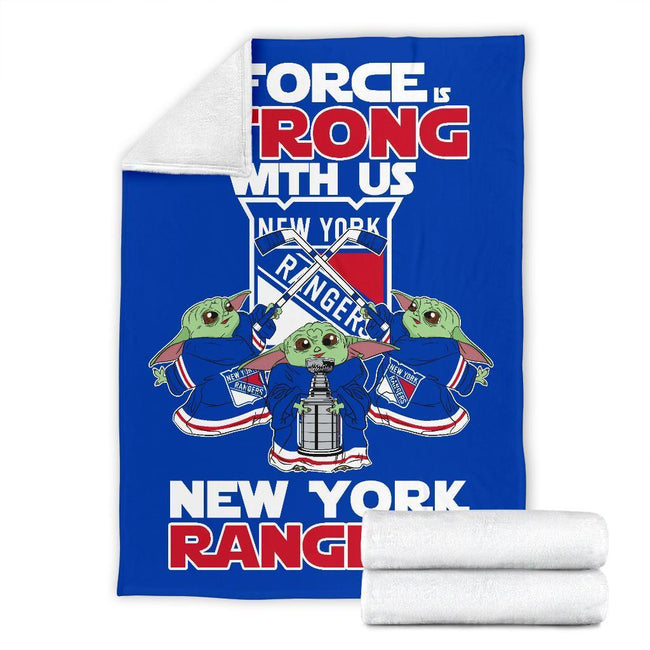 New York Rangers Baby Yoda Fleece Blanket The Force Strong 7 - PerfectIvy