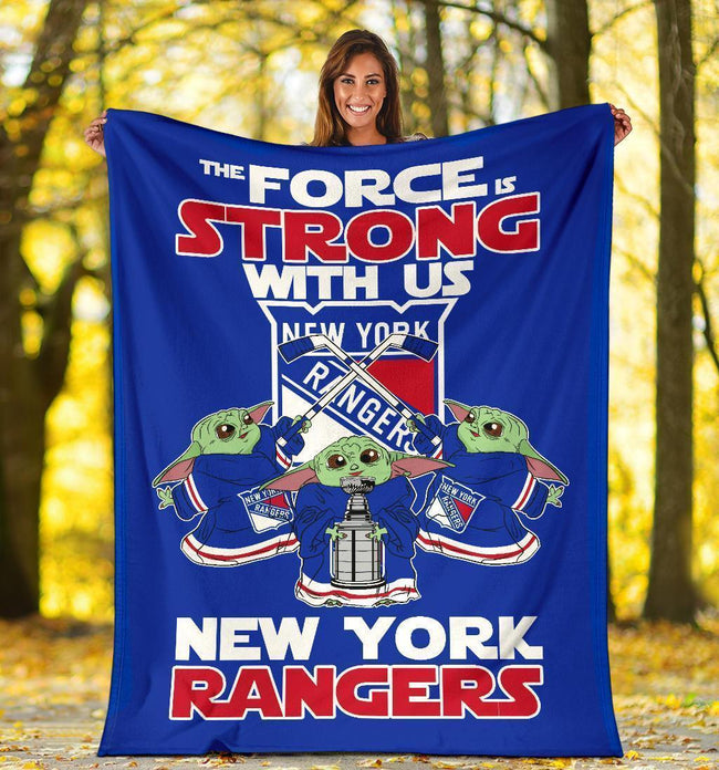 New York Rangers Baby Yoda Fleece Blanket The Force Strong 1 - PerfectIvy