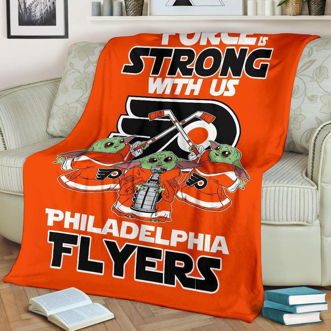 Philadelphia Flyers Baby Yoda Fleece Blanket The Force Strong 3 - PerfectIvy