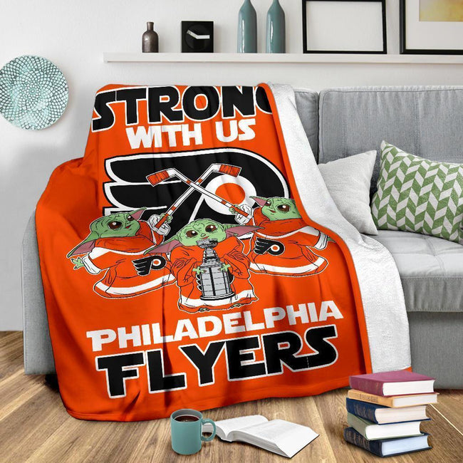 Philadelphia Flyers Baby Yoda Fleece Blanket The Force Strong 4 - PerfectIvy