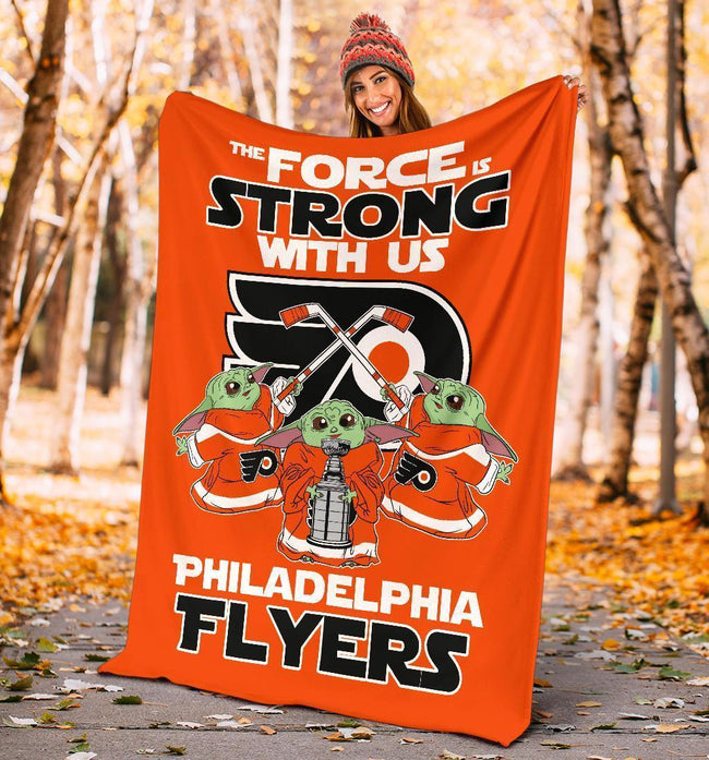 Philadelphia Flyers Baby Yoda Fleece Blanket The Force Strong 5 - PerfectIvy