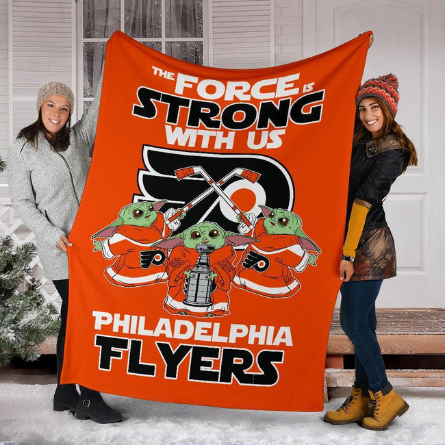 Philadelphia Flyers Baby Yoda Fleece Blanket The Force Strong 6 - PerfectIvy