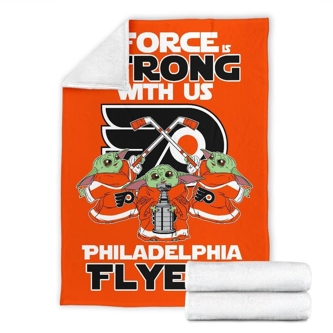 Philadelphia Flyers Baby Yoda Fleece Blanket The Force Strong 7 - PerfectIvy