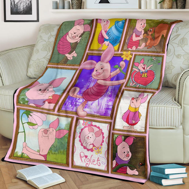 Piglet Fleece Blanket Winnie The Pooh Friends Fan Gift Idea 3 - PerfectIvy