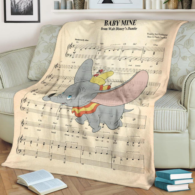 Song Lyric Flying Dumbo Fleece Blanket For Bedding Decor 2 - PerfectIvy