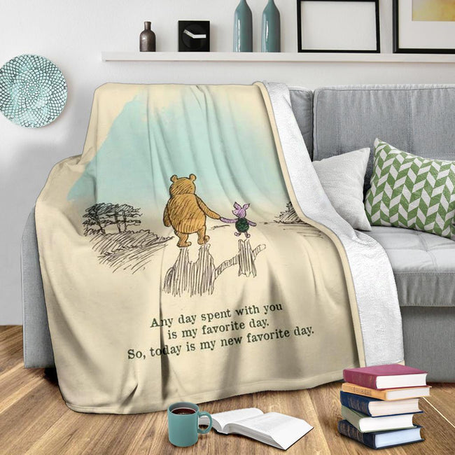 Today Is My New Favorite Day Piglet and Pooh Fleece Blanket 3 - PerfectIvy