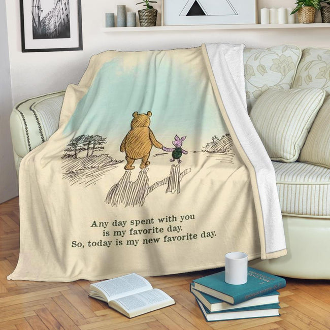Today Is My New Favorite Day Piglet and Pooh Fleece Blanket 1 - PerfectIvy