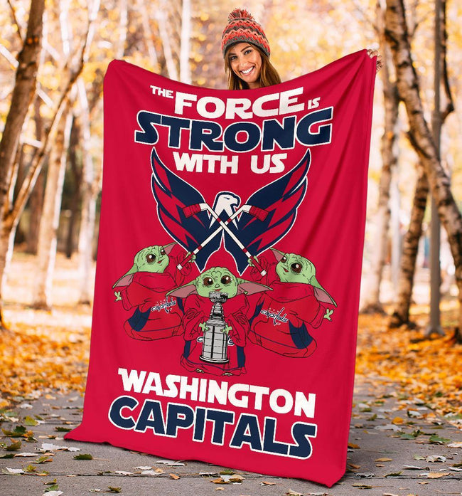 Washington Capitals Baby Yoda Fleece Blanket The Force Strong 5 - PerfectIvy
