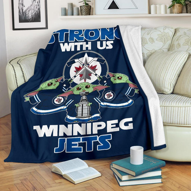 Winnipeg Jets Baby Yoda Fleece Blanket The Force Is Strong 2 - PerfectIvy