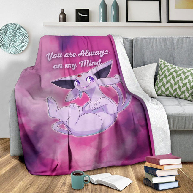 You Are On My Mind Espeon Fleece Blanket Fan 3 - PerfectIvy